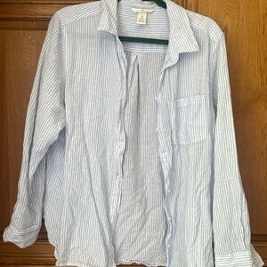 H&M Blue Stripe Linen Button-down